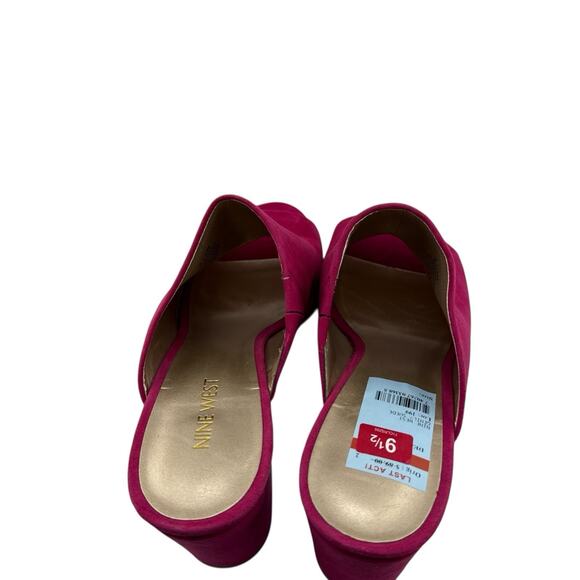 Nine West Gemily Mules Clogs Shoe Size 9.5 M Fuchia Pink Suede Slip NWB - Picture 7 of 10